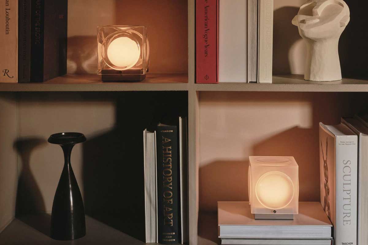LEE BROOM | CHANT PORTABLE LAMP FROSTED & SILVER