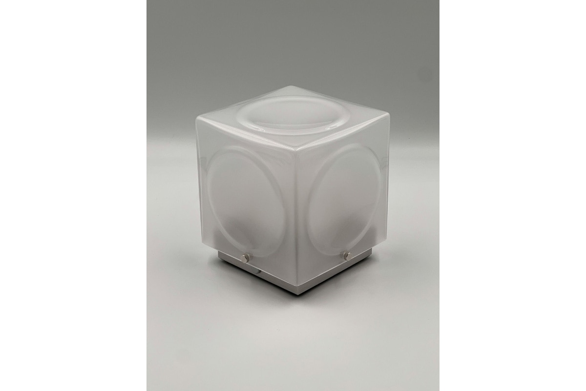 LEE BROOM | CHANT PORTABLE LAMP FROSTED & SILVER