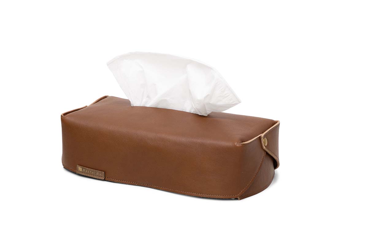 LEATHER TISSUE COVER PATINA ダークブラウン
