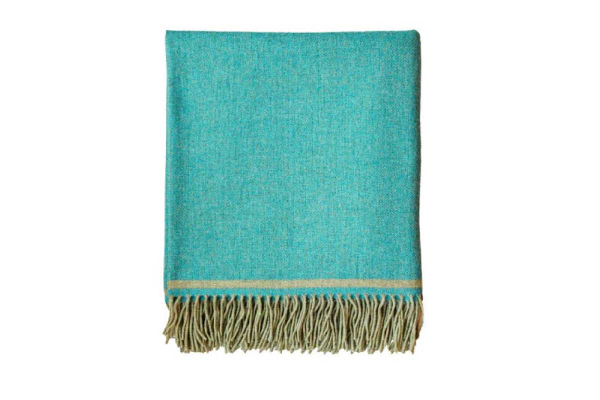 FOXFORD | Lambswool Throw CIAN (aqua & ctirus stripe)