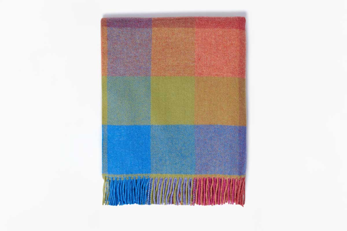 FOXFORD | Lambswool Throw Sorcha  (multi colour block)